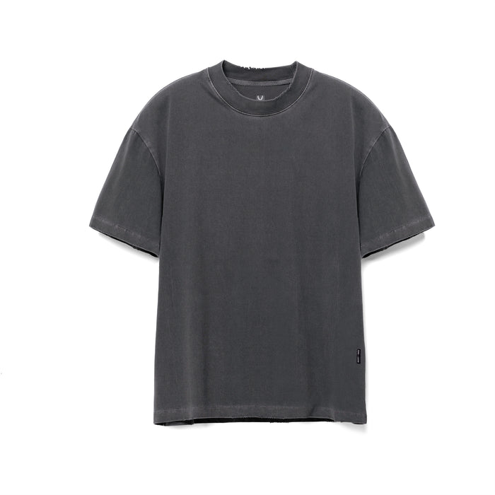 flatlay front view of Tech Essential Oversized Boxy Tee in Faded Grey