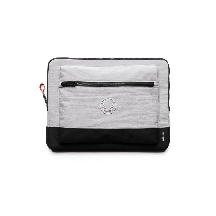 flatlay 1230 Ripstop Laptop Bag in slate grey and black, front view