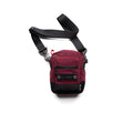flatlay Ripstop Shoulder Bag in crimson and black, front view