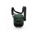 flatlay Ripstop Shoulder Bag in forest green and black, overhead view