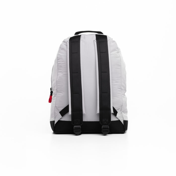 Flatlay 1233 Ripstop Backpack in white and black, back view