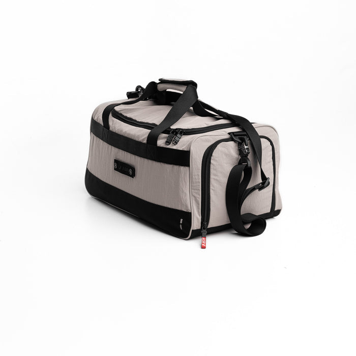 Flatlay 1234 Ripstop Duffle Bag in Chai, angled view
