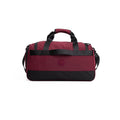 Flatlay 1234 Ripstop Duffle Bag in crimson and black, front view