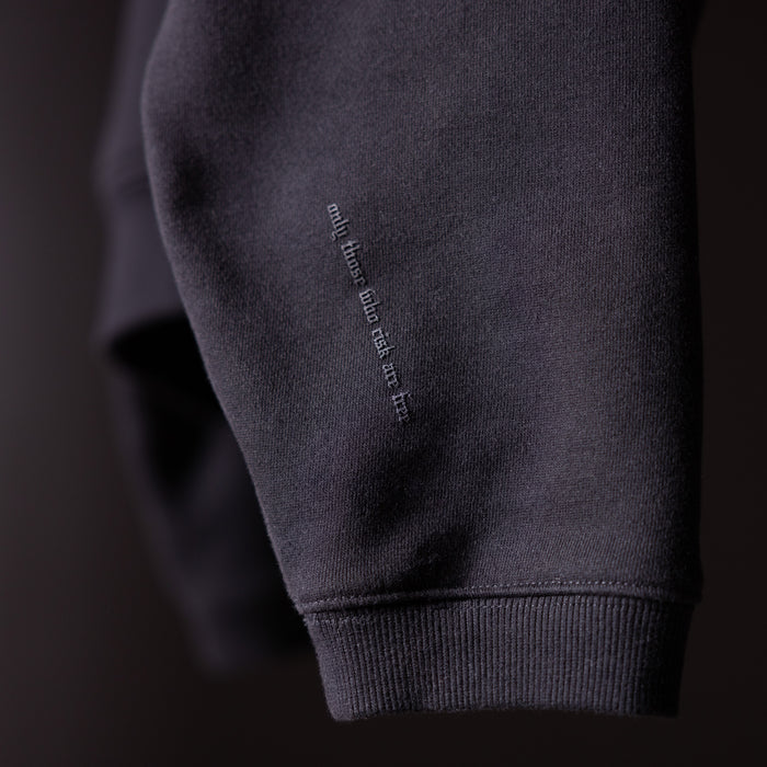 2021 Zip Pocket Quarter Zip in charcoal gray, close-up detail of sleeve and pocket
