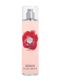 An 8.0 oz bottle of Vince Camuto Amore Body Mist, adorned with a pink label featuring a bold red flower and topped with a silver spray, blends sparkling fruits and sensual sandalwood to create an irresistible scent experience.