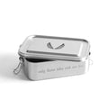 flatlay ASRV x SIGG Gemstone Box stainless steel lunch container with winged logo lid, angled view