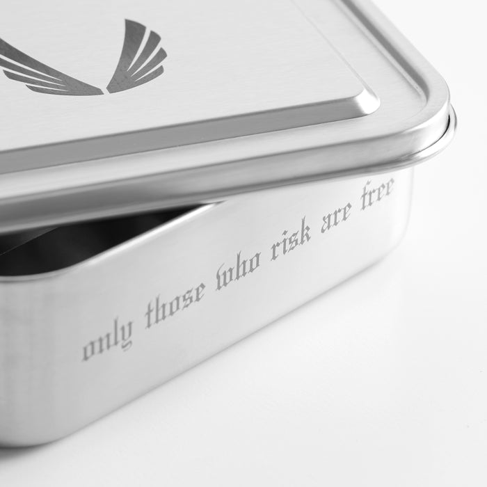 flatlay ASRV x SIGG Gemstone Box stainless steel container with lid, top view