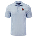 Auburn Blue dot patterned polo shirt with a logo on a white background
