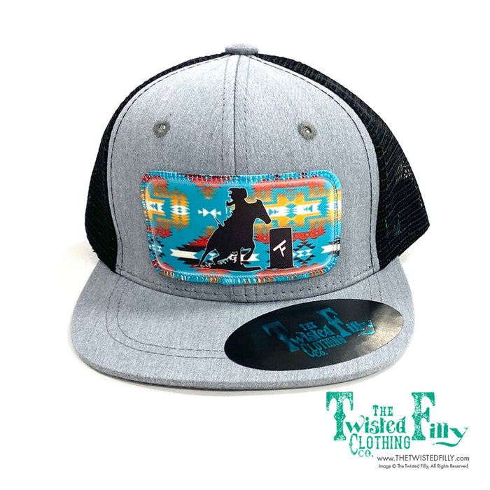 Aztec Barrel Racer - Adult Trucker Hat - Blk/Htr Gry