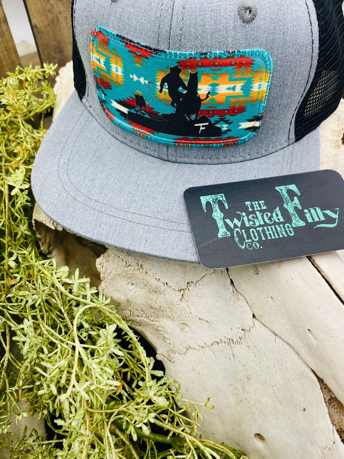 Aztec Calf Roper - Infant / Toddler Trucker Hat - Blk/Htr Gry