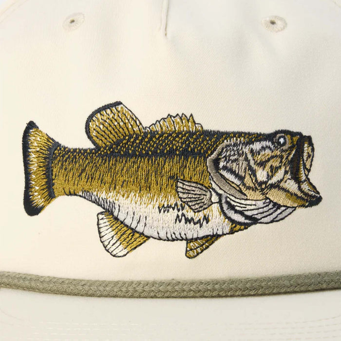 Embroidered fish design on a white background