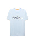 Mens Big And Tall Jaydon Wordmark Graphic Tee, a light blue classic fit jersey t-shirt with a large, centered Psycho Bunny wordmark in white with navy outline and orange bunny skull details.