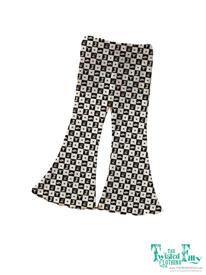 Black Western Check - Infant - Stretch Bell Bottom Pants