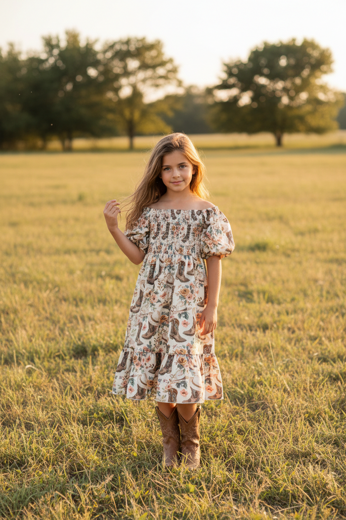 Boots Floral - Toddler - Smocked SS Dress