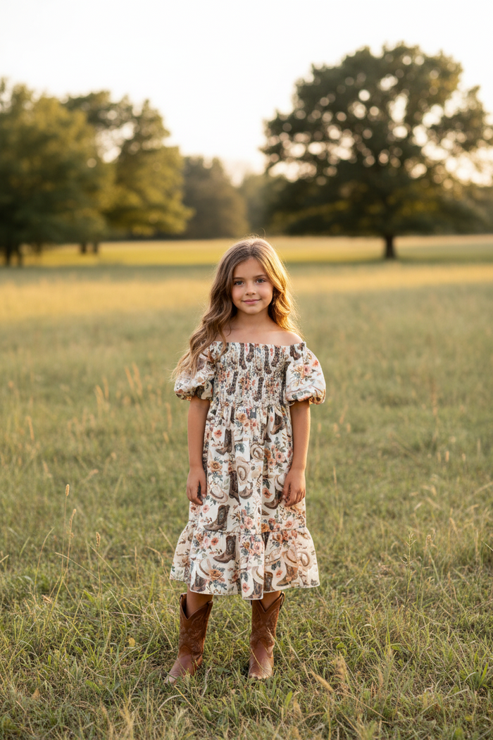 Boots Floral - Youth Smocked SS Dress
