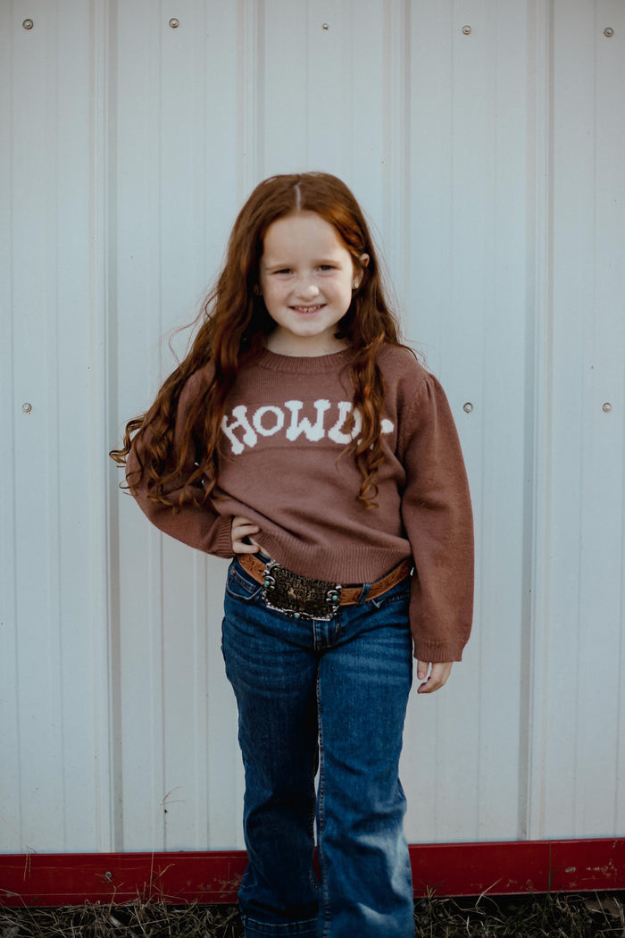 Brown Puff Howdy - Youth Sweater