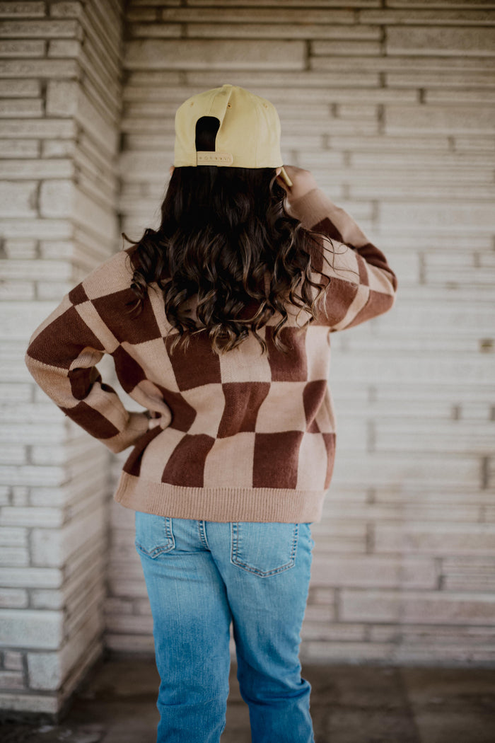 Brown Tan Check Horseshoe - Infant Cardigan Sweater