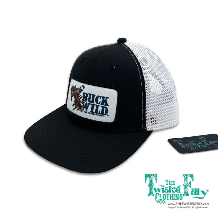 Buck Wild - Youth / Adult Snapback Hat - Black/White