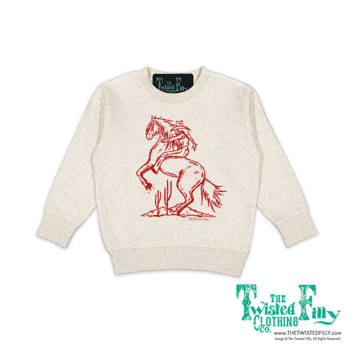 Bucking Cowgirl - Toddler Girls Sweatshirt - Oatmeal