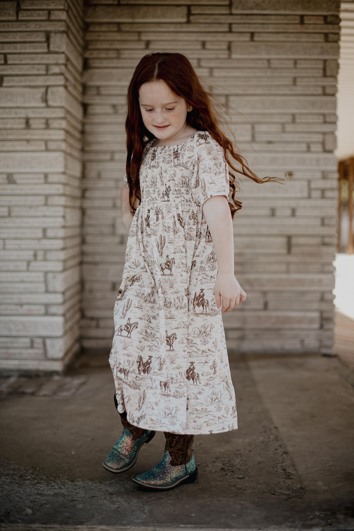 Cactus & Cowboy - Youth Smocked SS Dress