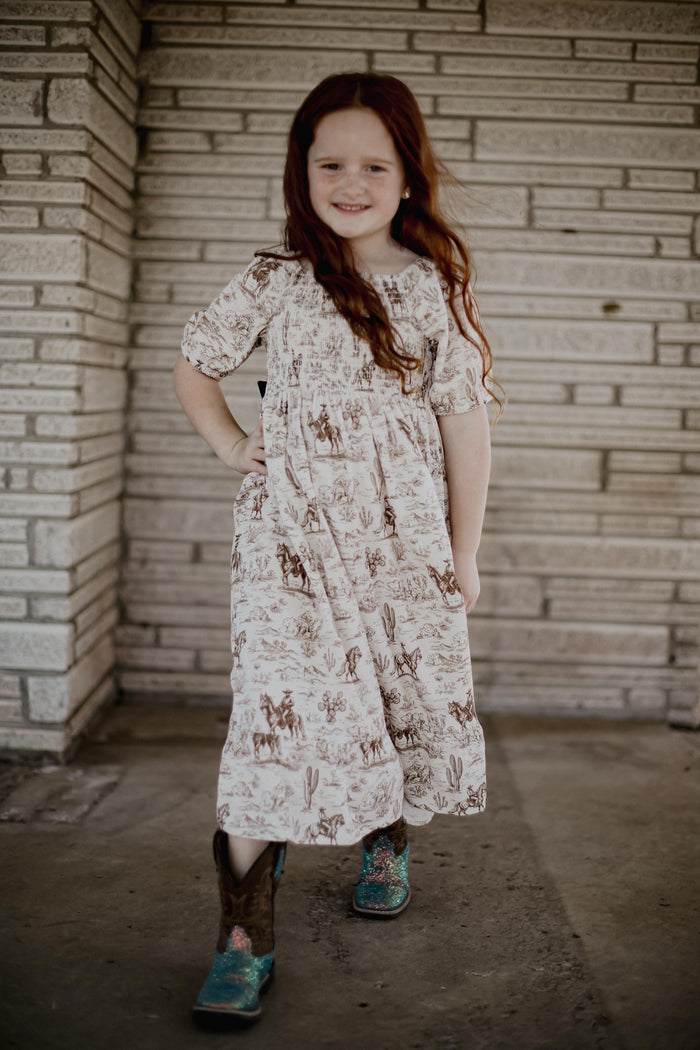 Cactus & Cowboy - Youth Smocked SS Dress