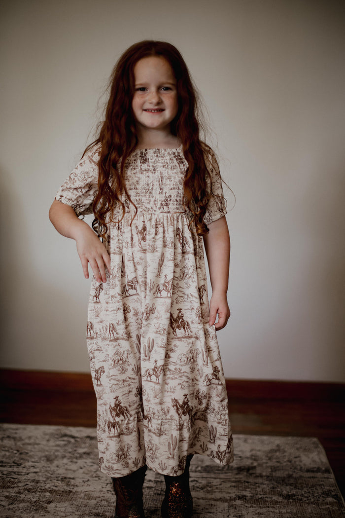Cactus & Cowboy - Youth Smocked SS Dress
