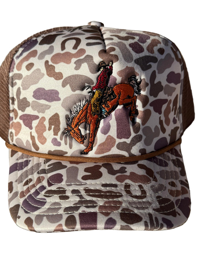 Camo Bucking Cowboy - Foam Trucker Hat