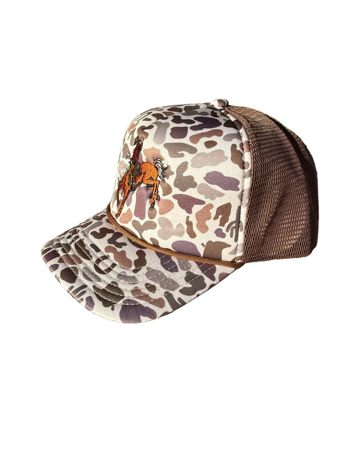 Camo Bucking Cowboy - Foam Trucker Hat