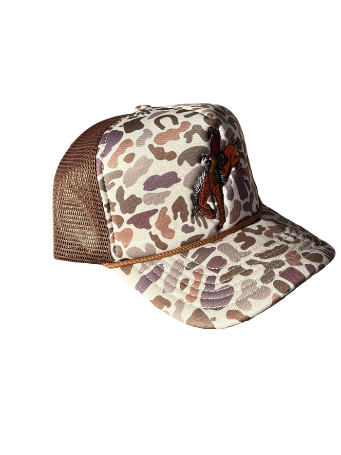 Camo Bucking Cowboy - Foam Trucker Hat