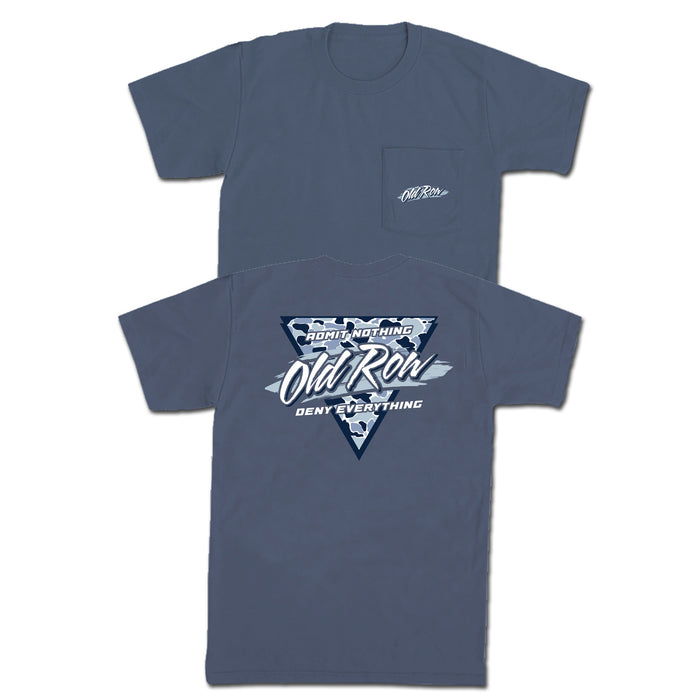 Camo Triangle Logo Short Sleeve Pocket T-Shirt in Denim