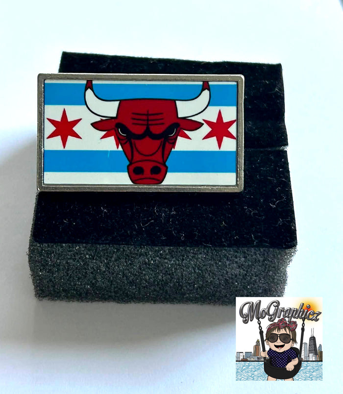 Chicago Flag Bulls Enamel Pin Brooches Metal  NBA Basketball