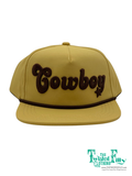 Yellow cap with 'Cowboy' text on a white background, featuring The Twisted Billy Clothing logo.