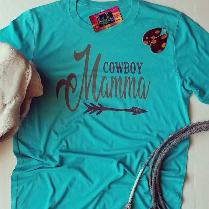 Cowboy Mamma - Adult S/S Crew Neck Tee - Turq