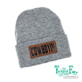 Cowboyin' Leather Patch Beanie -  Heather Gray