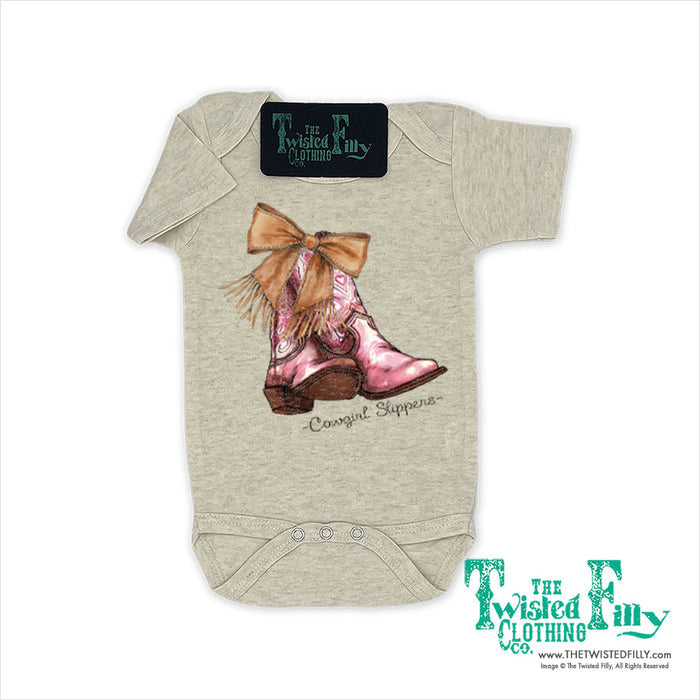 Cowgirl Slippers - Infant One Piece - Oatmeal