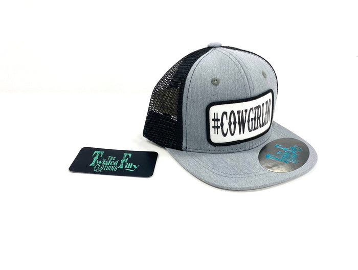 #Cowgirlin' - Youth/Adult Trucker Hat - Blk/Htr Gry
