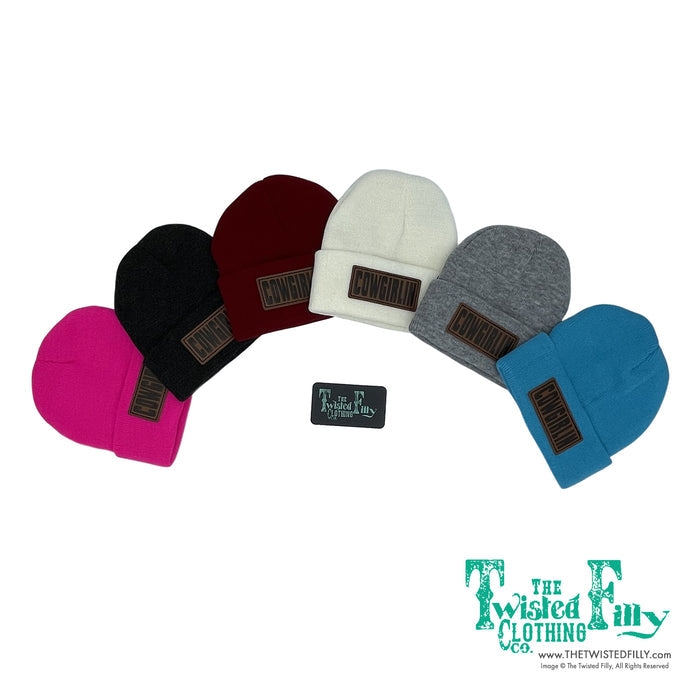 Cowgirlin' Leather Patch Beanie - Turquoise