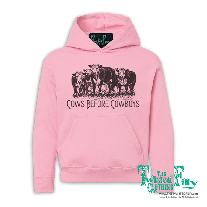 Cows Before Cowboys - Youth Girls Hoodie - Assorted Colors