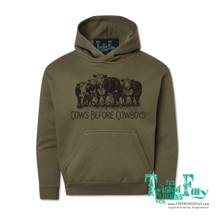 Cows Before Cowboys - Youth Girls Hoodie - Assorted Colors
