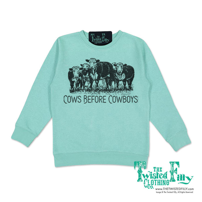 Cows Before Cowboys - Youth Girls Sweatshirt - Assorted Colors