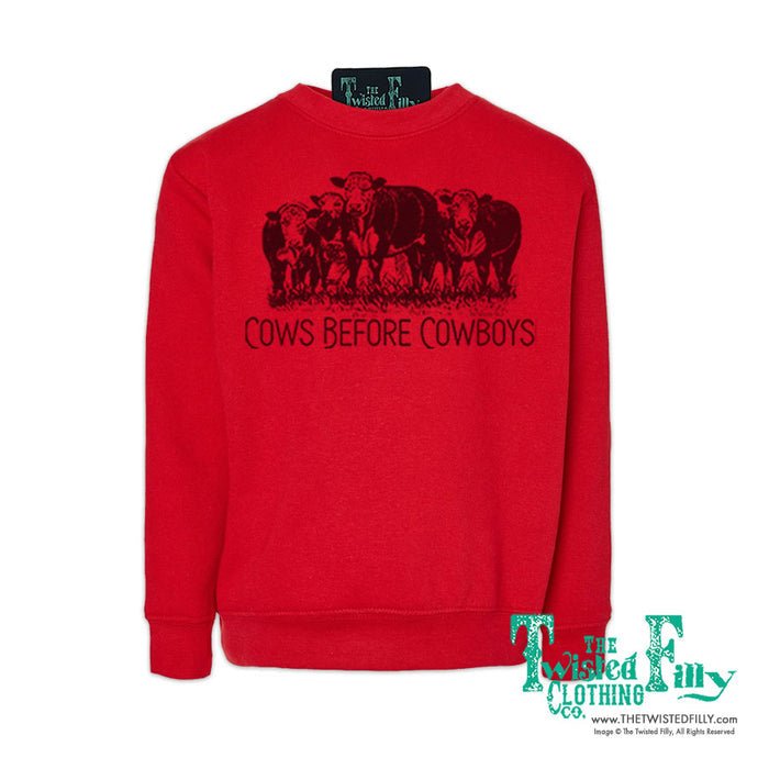 Cows Before Cowboys - Youth Girls Sweatshirt - Assorted Colors