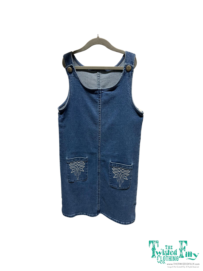 Denim Boot Stitch Dress - Youth