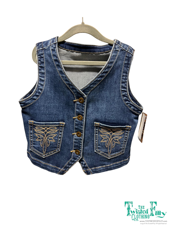 Denim Vest Boot Stitch - Youth
