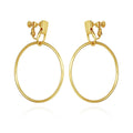 Vince Camuto Drop Hoop Clip On Earrings feature gold-tone finishes and convenient screw-back closures. Displayed against a white background, these stylish earrings are the perfect addition to any accessory collection.