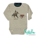 End Of The Line Calf Roper - L/S Infant One Piece - Oatmeal