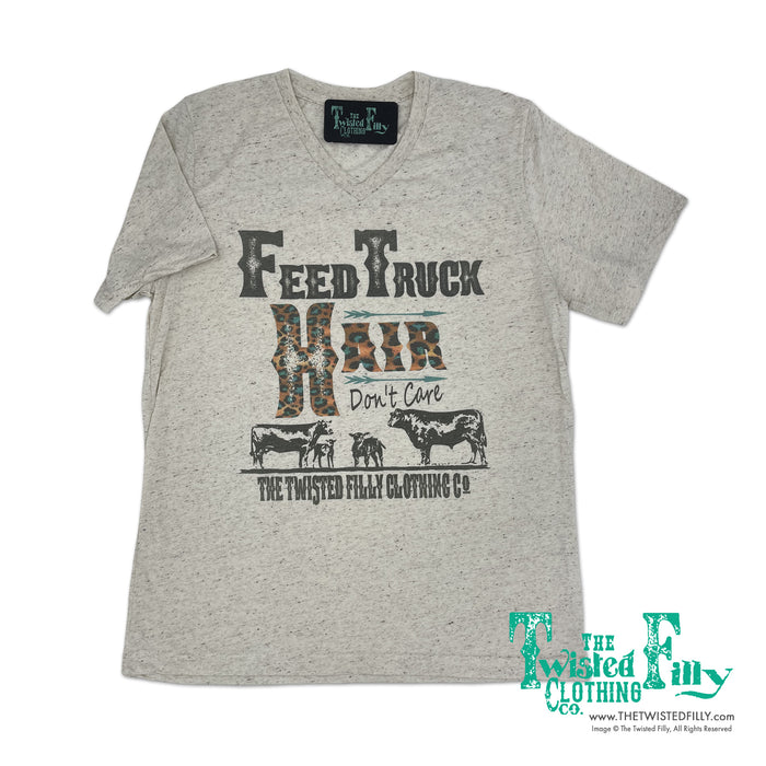 Feed Truck Hair Don't Care - Adult - Crew Neck S/S Tee - Oatmeal