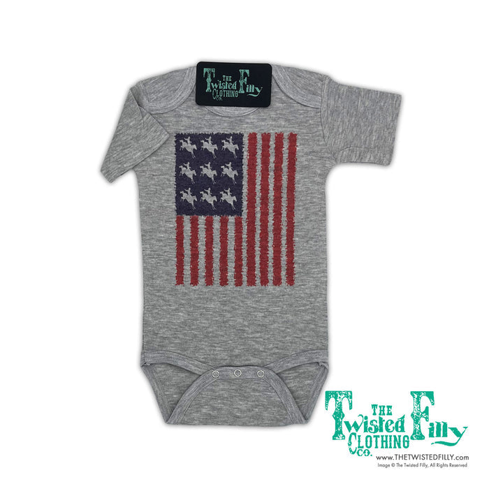 Flag Bronc - S/S Infant One Piece - Gray