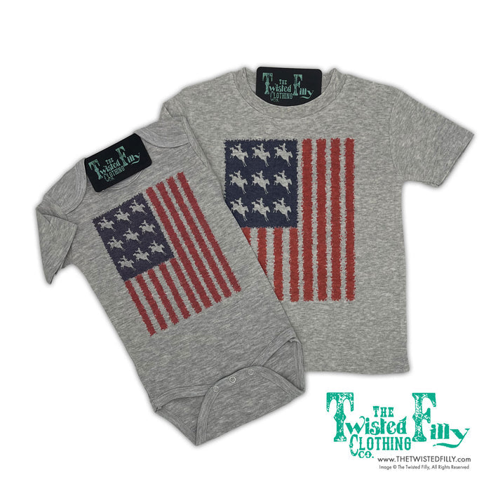 Flag Bronc - S/S Infant One Piece - Gray