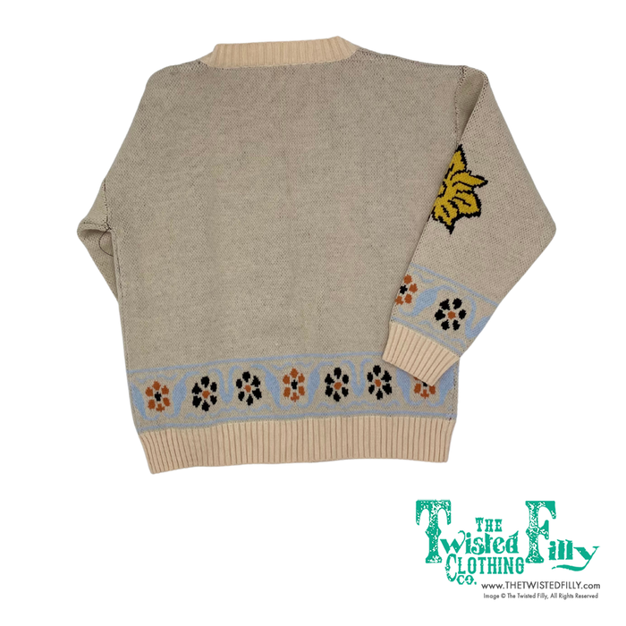 Floral Horse - Youth Cardigan Sweater