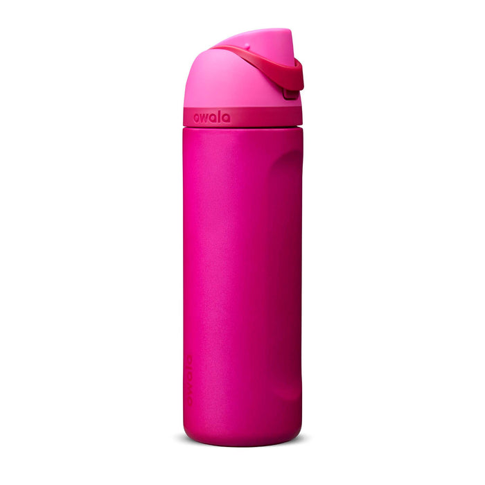Owala FreeSip® 24oz Stainless Steel Water Bottle in Hot Pink shown on a white background.